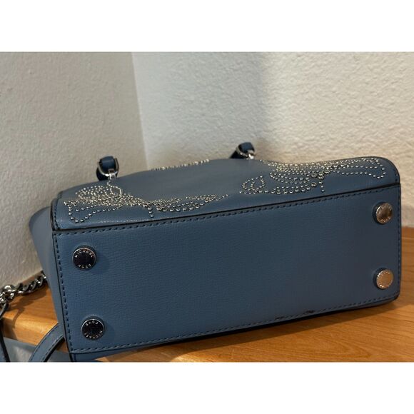 Michael Kors Ellis Small Convertible Leather Shoulder Bag, Denim Blue NWT - Picture 4 of 9